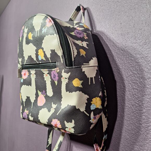 Black Llama print mini backpack - Picture 2 of 6